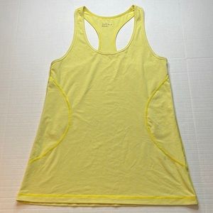 Zella Yellow and White Striped Racerback Tank Top Size Large